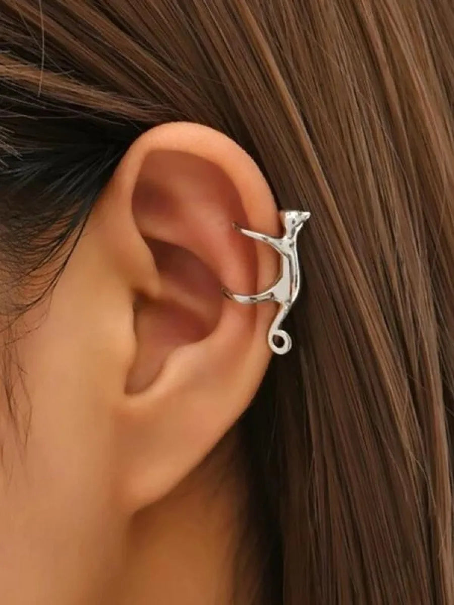 Cute Cat Design Ear Cuff, Fashionable and Creative without Piercing Jewelry for Party, Daily Clothing Decor, Trendy All-match &