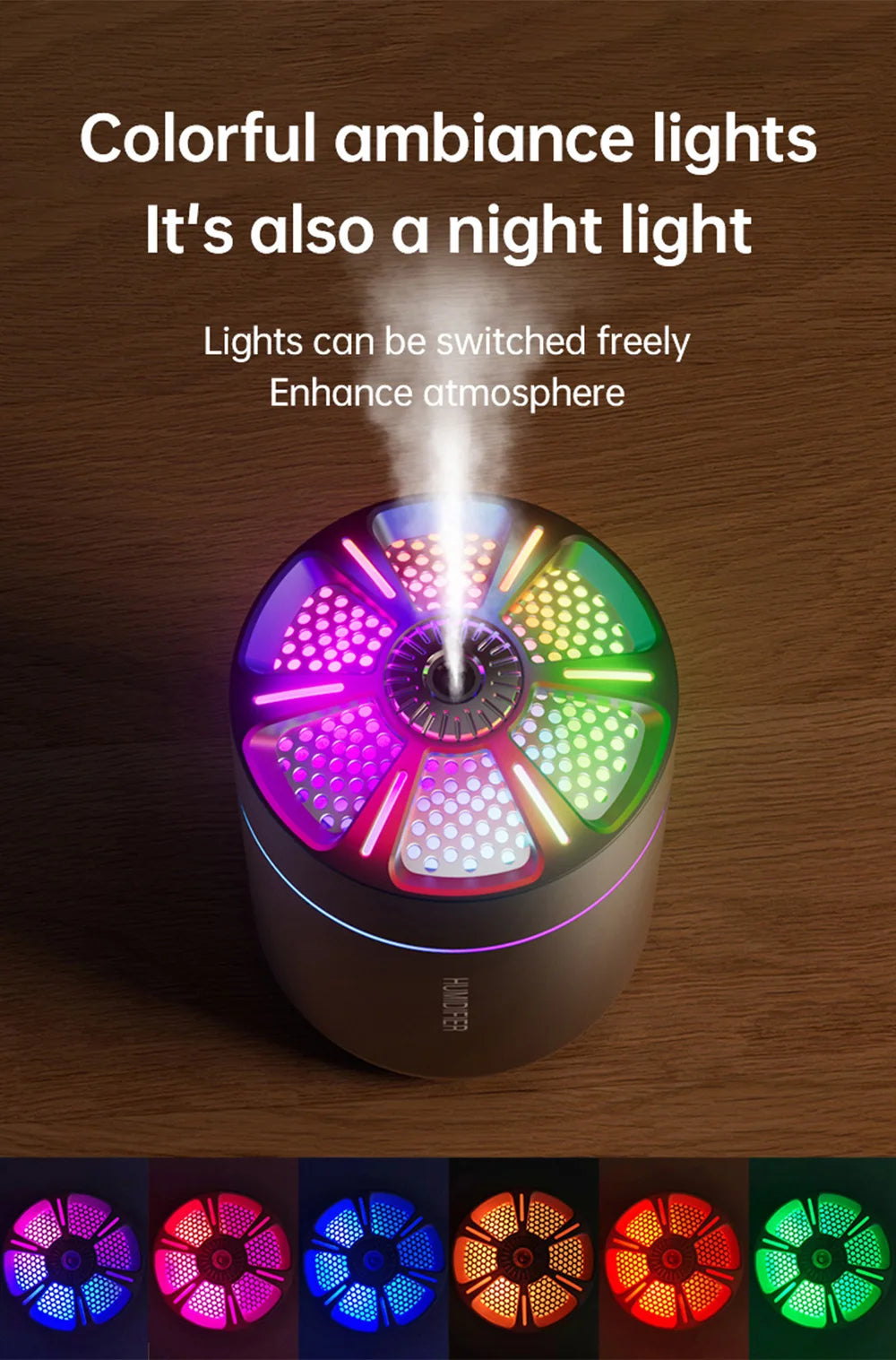 colorful Air Humidifier USB Electric Aroma Diffuser Essential Oil Purifier Aromatherapy Mist Maker Lights For Car Home Bedroom