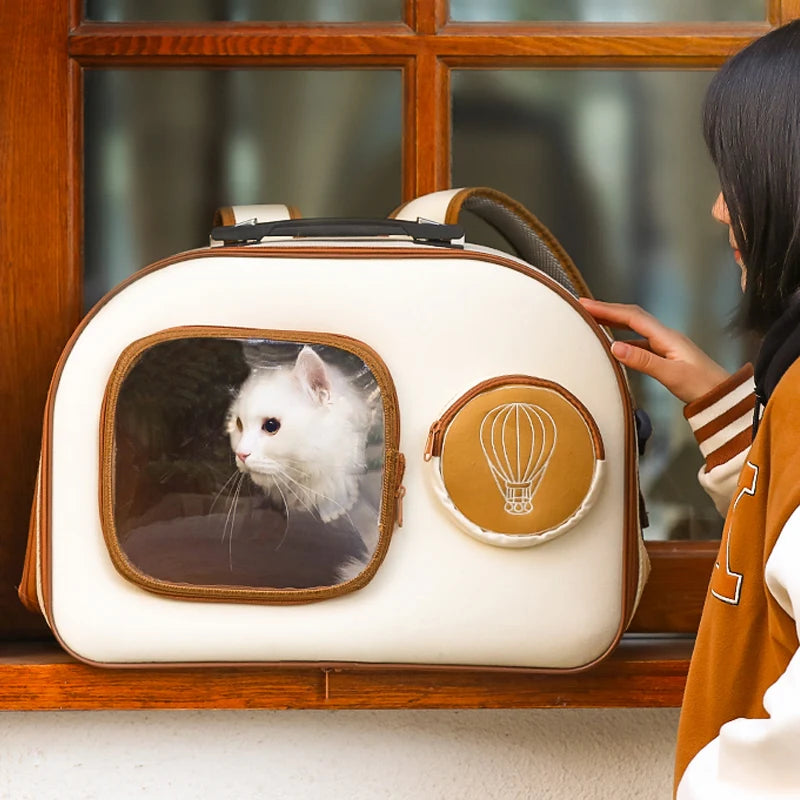 Portable Outing Cats Carrier Pull Rod Box Pet Trolley Case Puppy Travel Transport Bag Cat Cage Handbag Dog Breathable Backpack