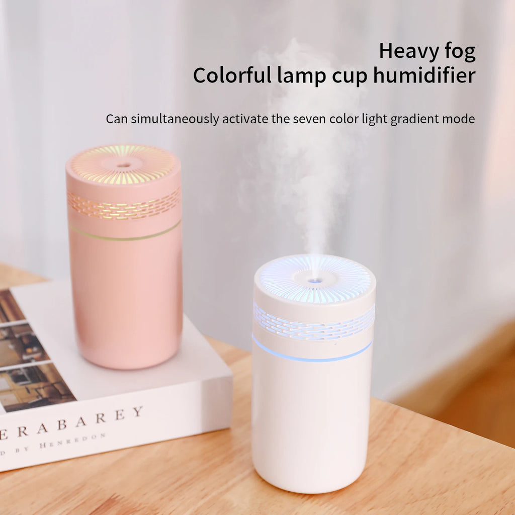 Car Air Humidifier Portable Mini Spray humidifier with LED light USB-powered Aromatherapy oil diffuser for bedroom and travel