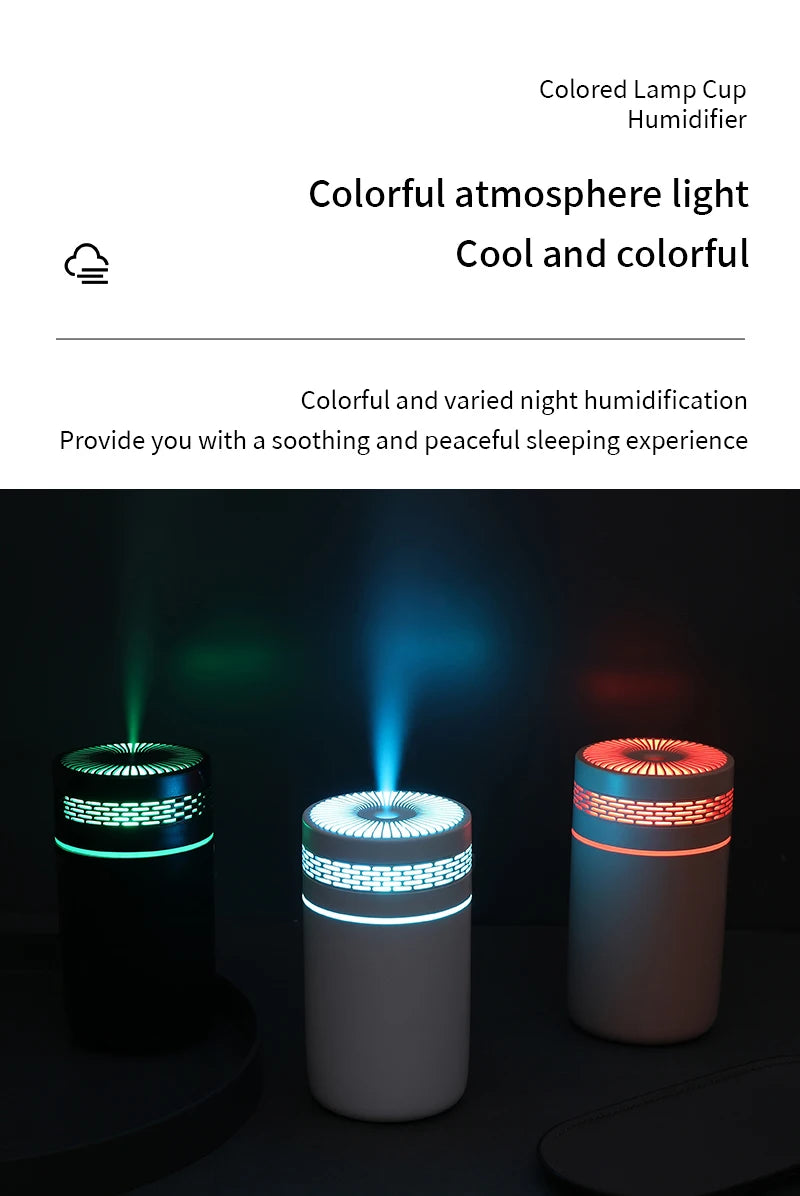 Car Air Humidifier Portable Mini Spray humidifier with LED light USB-powered Aromatherapy oil diffuser for bedroom and travel