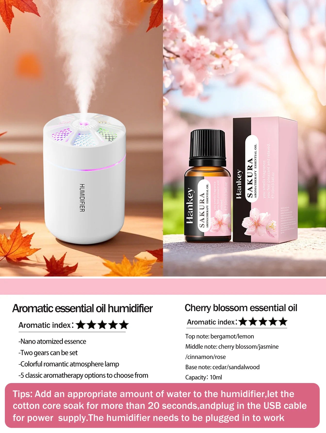 colorful Air Humidifier USB Electric Aroma Diffuser Essential Oil Purifier Aromatherapy Mist Maker Lights For Car Home Bedroom
