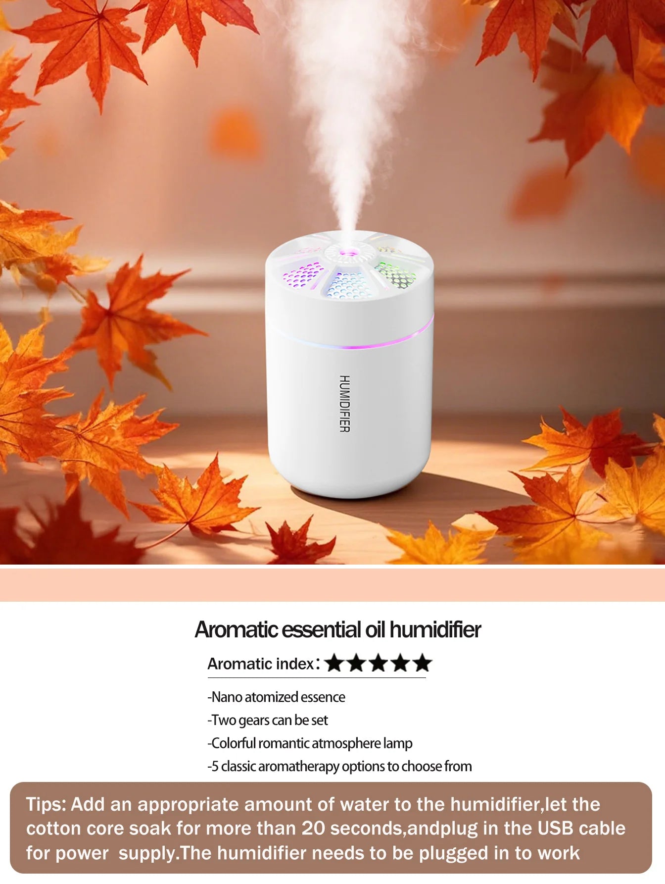 colorful Air Humidifier USB Electric Aroma Diffuser Essential Oil Purifier Aromatherapy Mist Maker Lights For Car Home Bedroom