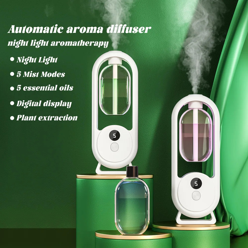 Reŝargebla portebla aroma difuzilo Esenca Oleo Aromaterapia maŝino Tempigita aerfreŝigilo por forigi odorojn 5 ​​reĝimoj tempigita ŝprucado