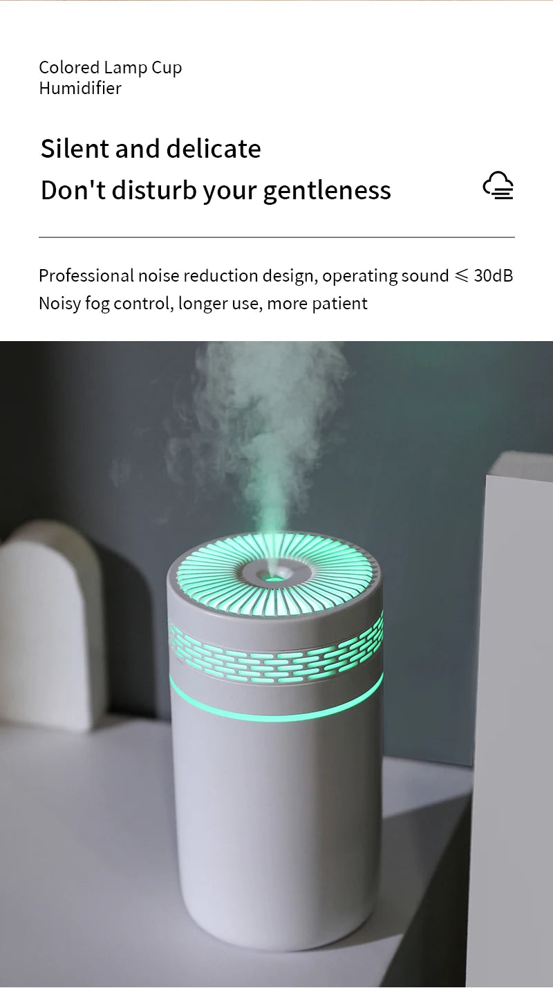 Car Air Humidifier Portable Mini Spray humidifier with LED light USB-powered Aromatherapy oil diffuser for bedroom and travel