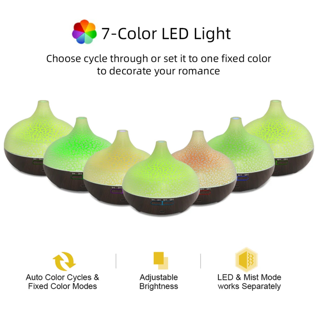 Large Room Humidifier Aromatherapy Diffuser 550ml Tank-Remote Control, Ultra Quiet, Auto Shut Off, Night Light for Bedroom Home