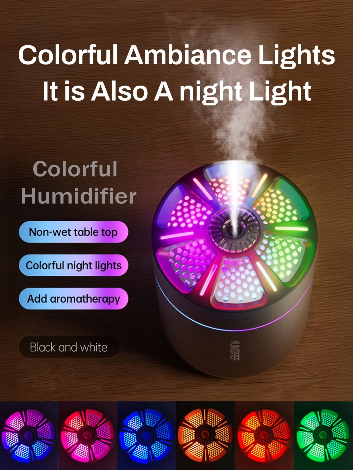 colorful Air Humidifier USB Electric Aroma Diffuser Essential Oil Purifier Aromatherapy Mist Maker Lights For Car Home Bedroom