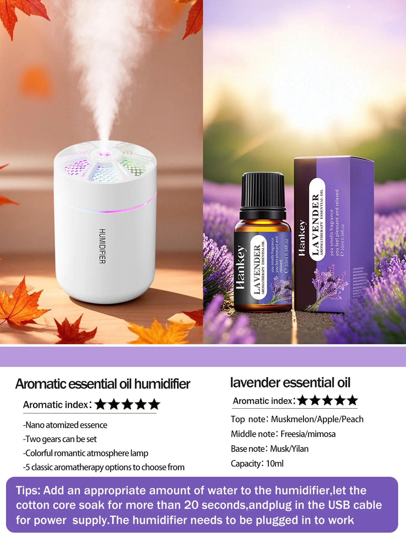 colorful Air Humidifier USB Electric Aroma Diffuser Essential Oil Purifier Aromatherapy Mist Maker Lights For Car Home Bedroom
