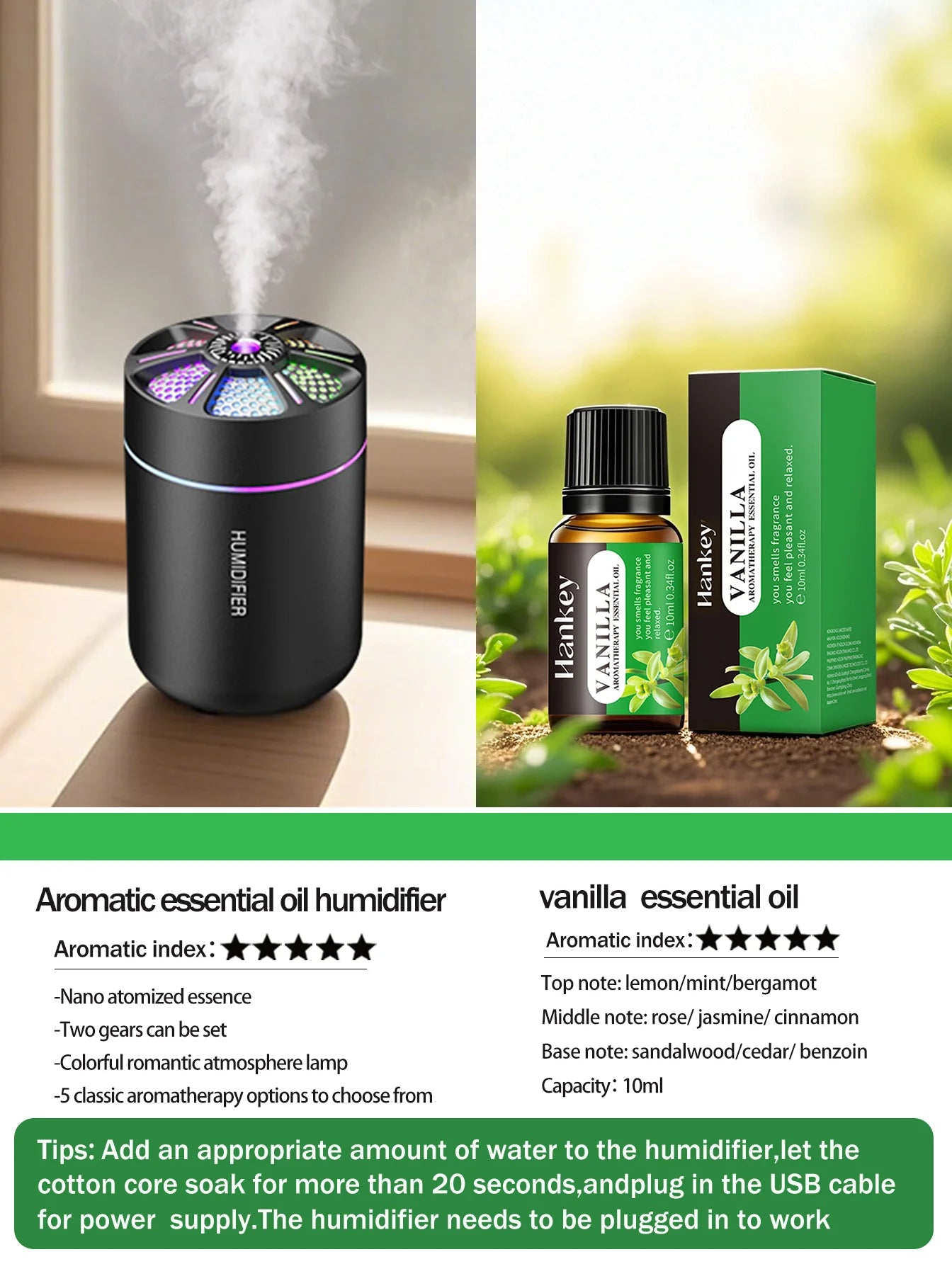colorful Air Humidifier USB Electric Aroma Diffuser Essential Oil Purifier Aromatherapy Mist Maker Lights For Car Home Bedroom
