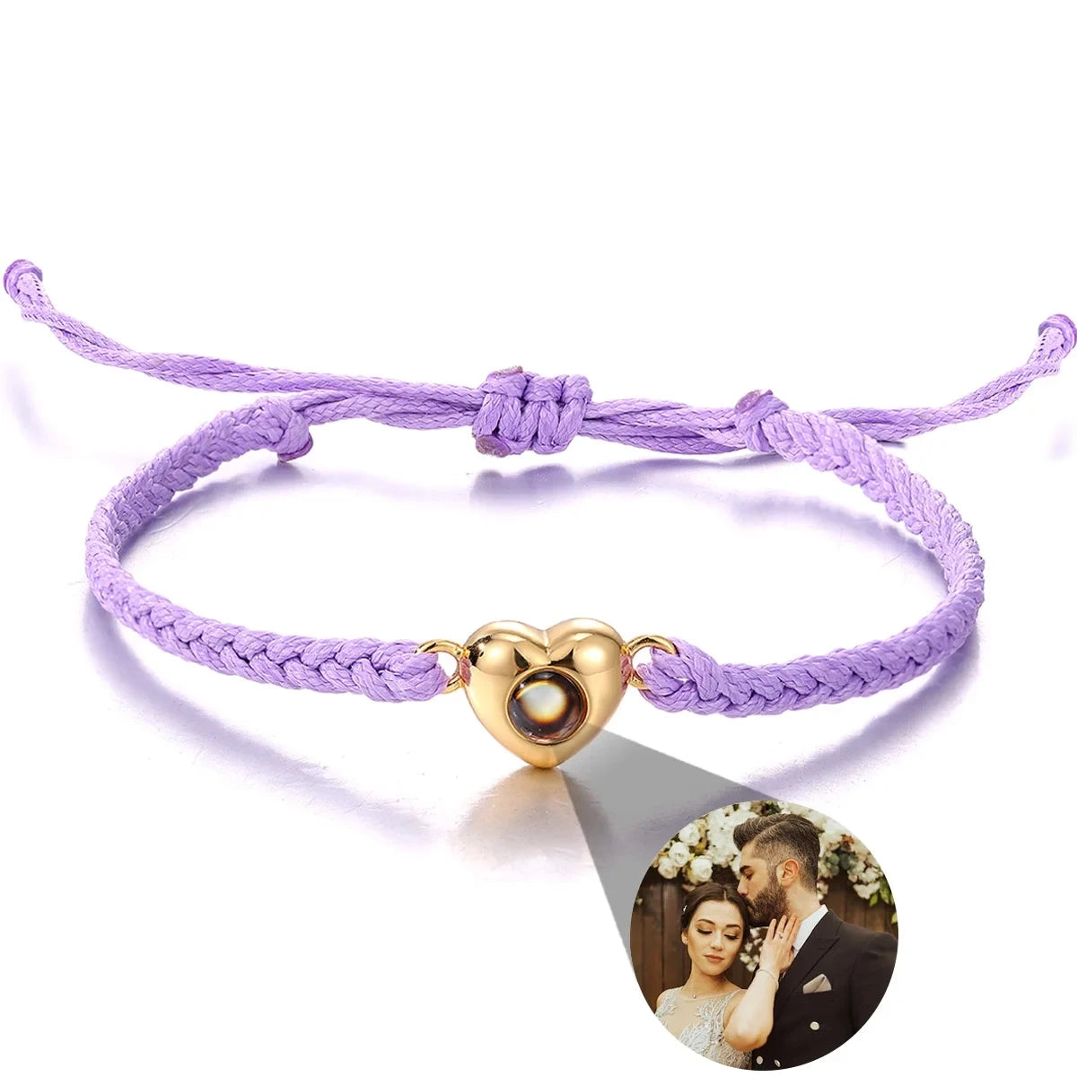Personalized Projection Bracelet With Picture Inside Colorful Bead Chain Heart Pendant Bracelet Family Pet Memorial Gift Jewelry