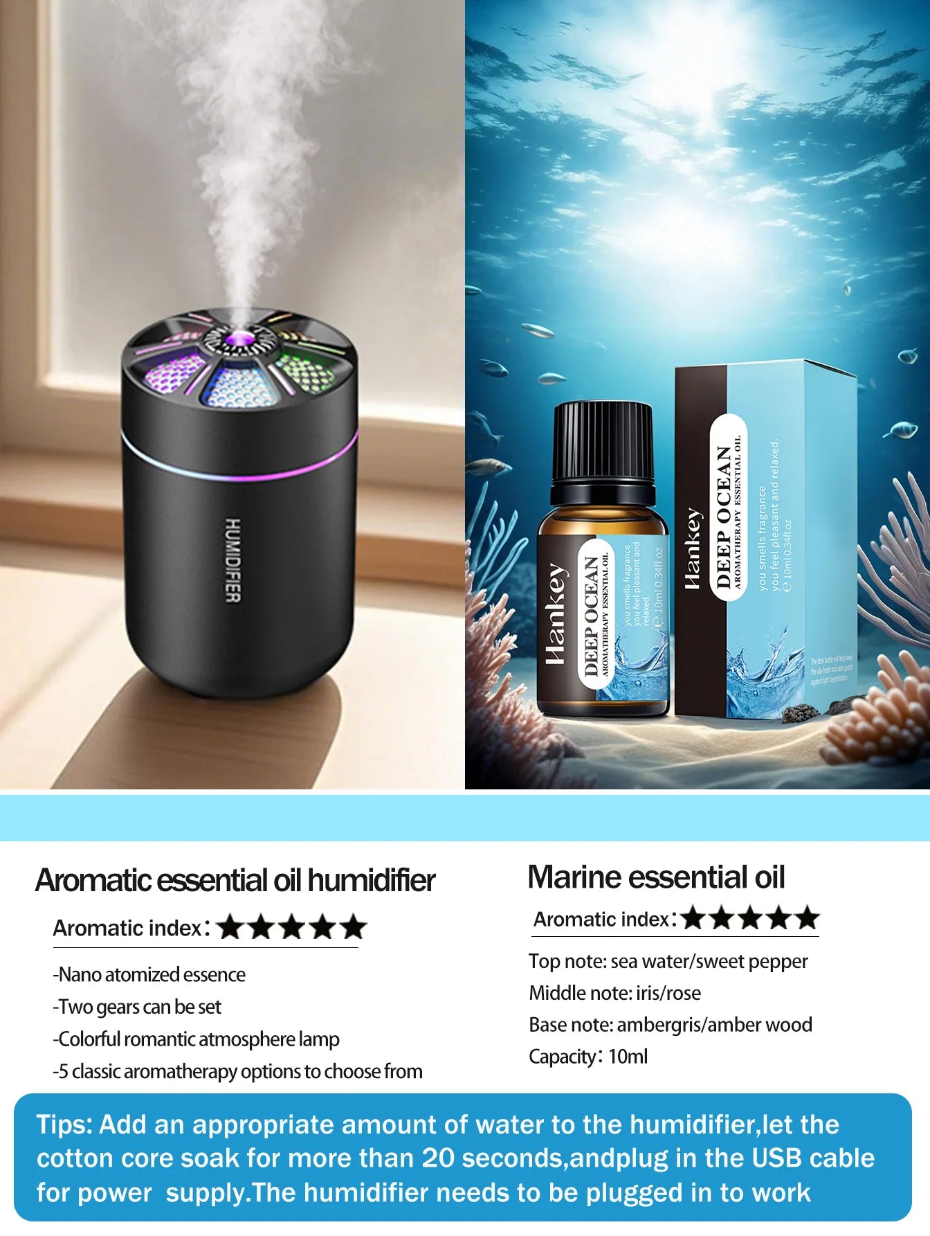 colorful Air Humidifier USB Electric Aroma Diffuser Essential Oil Purifier Aromatherapy Mist Maker Lights For Car Home Bedroom