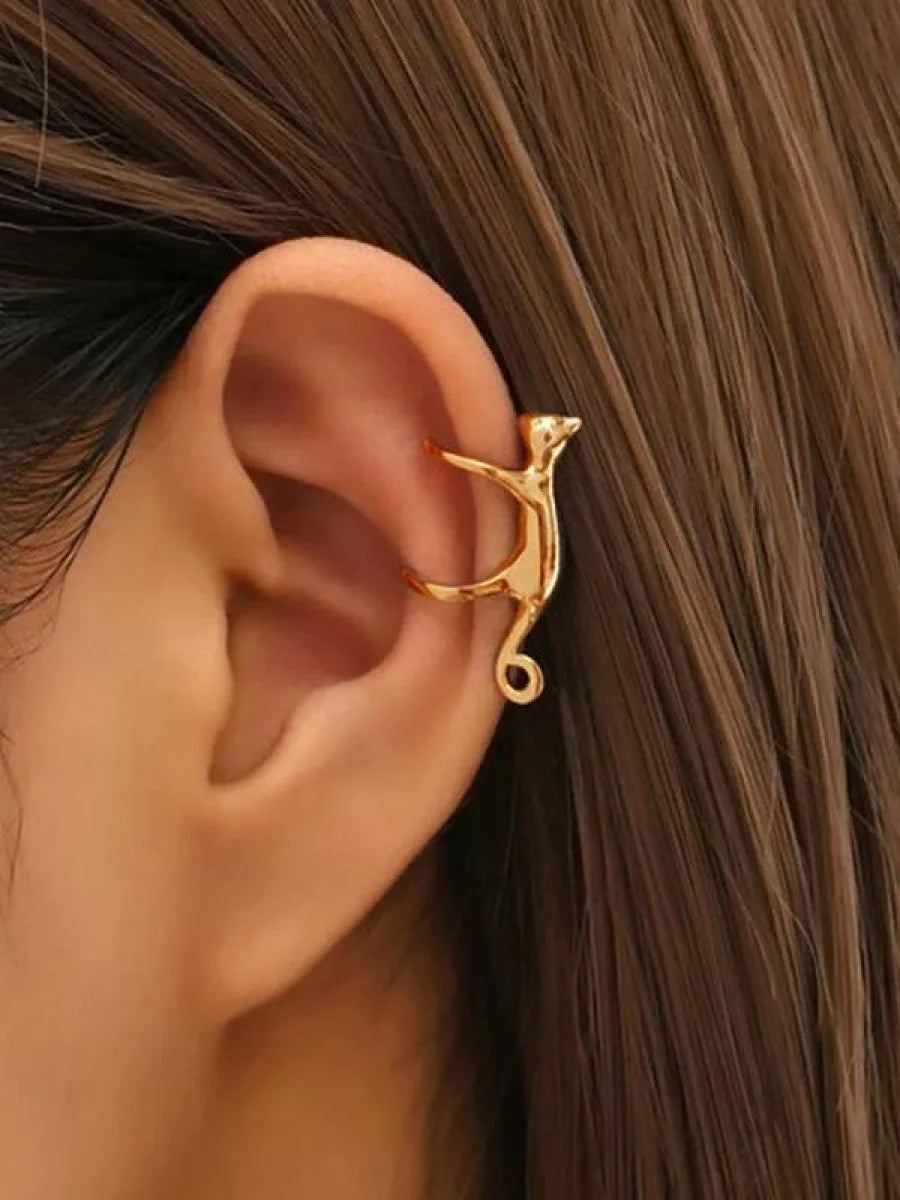 Cute Cat Design Ear Cuff, Fashionable and Creative without Piercing Jewelry for Party, Daily Clothing Decor, Trendy All-match &