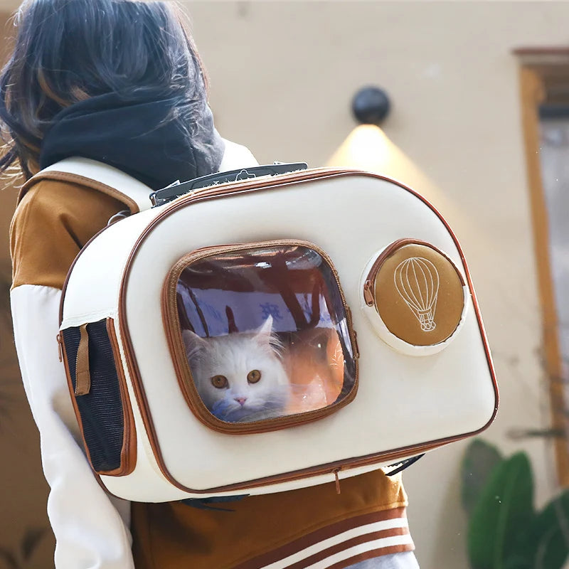 Portable Outing Cats Carrier Pull Rod Box Pet Trolley Case Puppy Travel Transport Bag Cat Cage Handbag Dog Breathable Backpack
