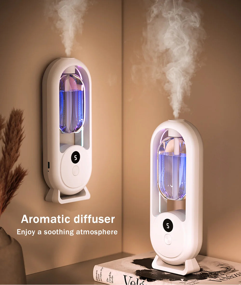 Reŝargebla portebla aroma difuzilo Esenca Oleo Aromaterapia maŝino Tempigita aerfreŝigilo por forigi odorojn 5 ​​reĝimoj tempigita ŝprucado