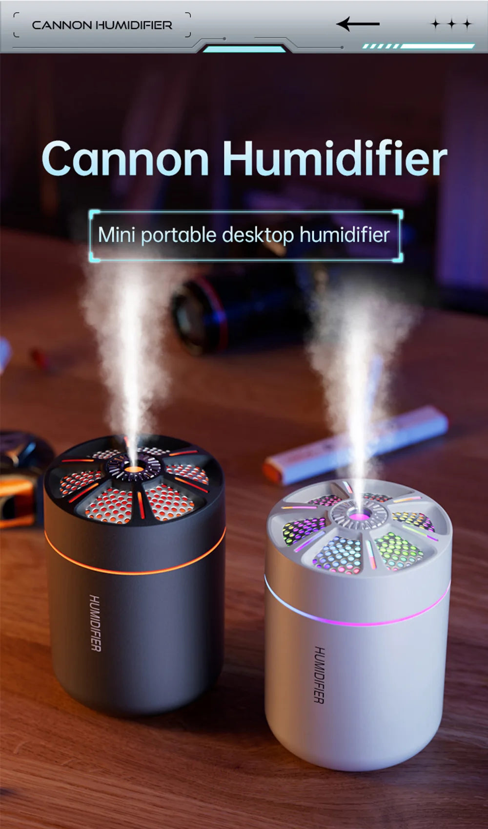 colorful Air Humidifier USB Electric Aroma Diffuser Essential Oil Purifier Aromatherapy Mist Maker Lights For Car Home Bedroom